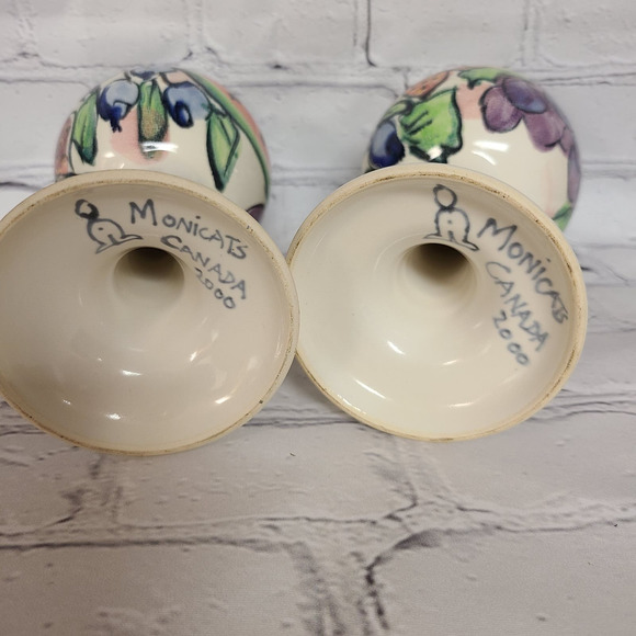 Vintage MONICATS Canada 2000 Pottery Globlets/Wine Glasses Collectible Drinkware - Picture 3 of 6